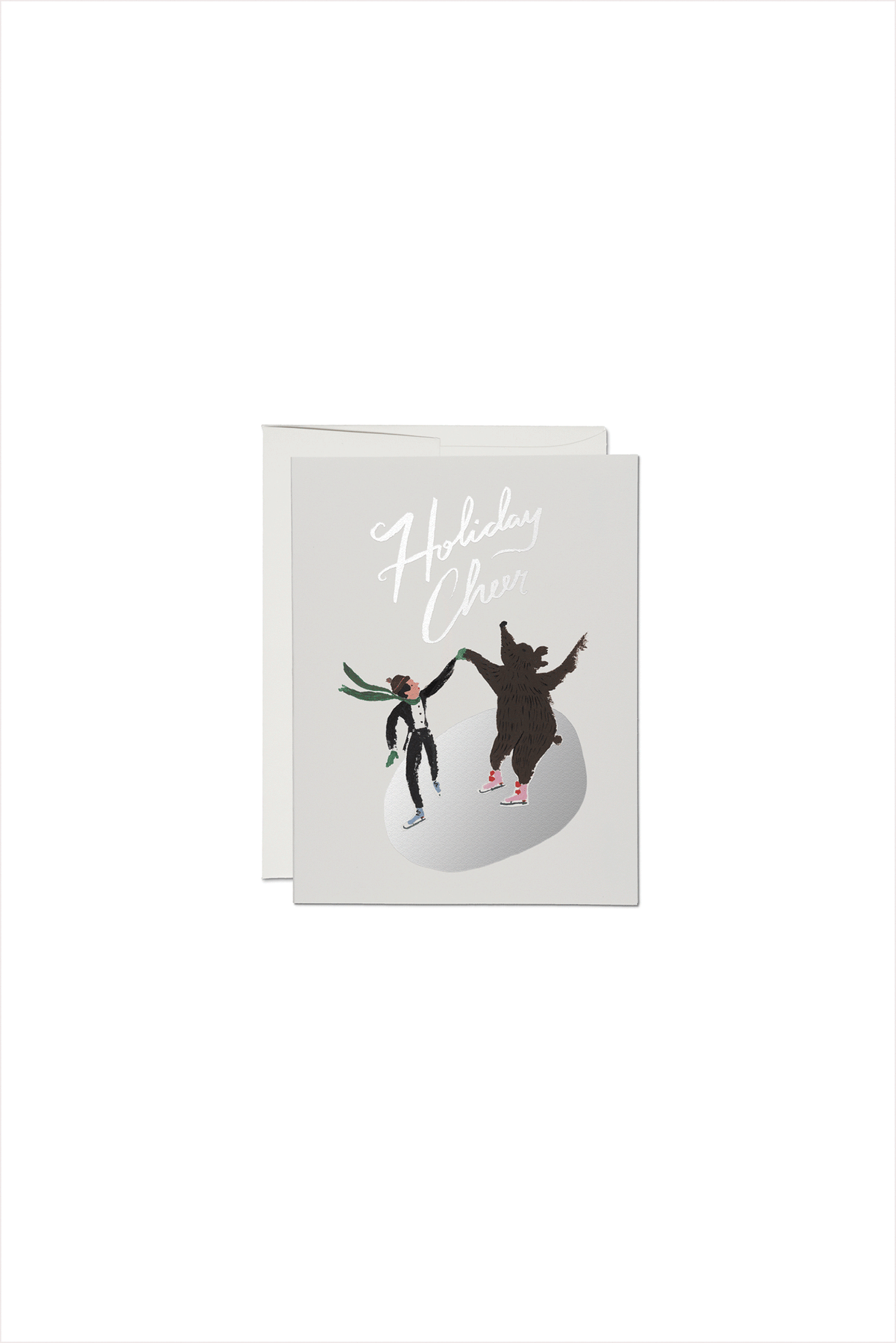Skating Bear Foil Holiday Card