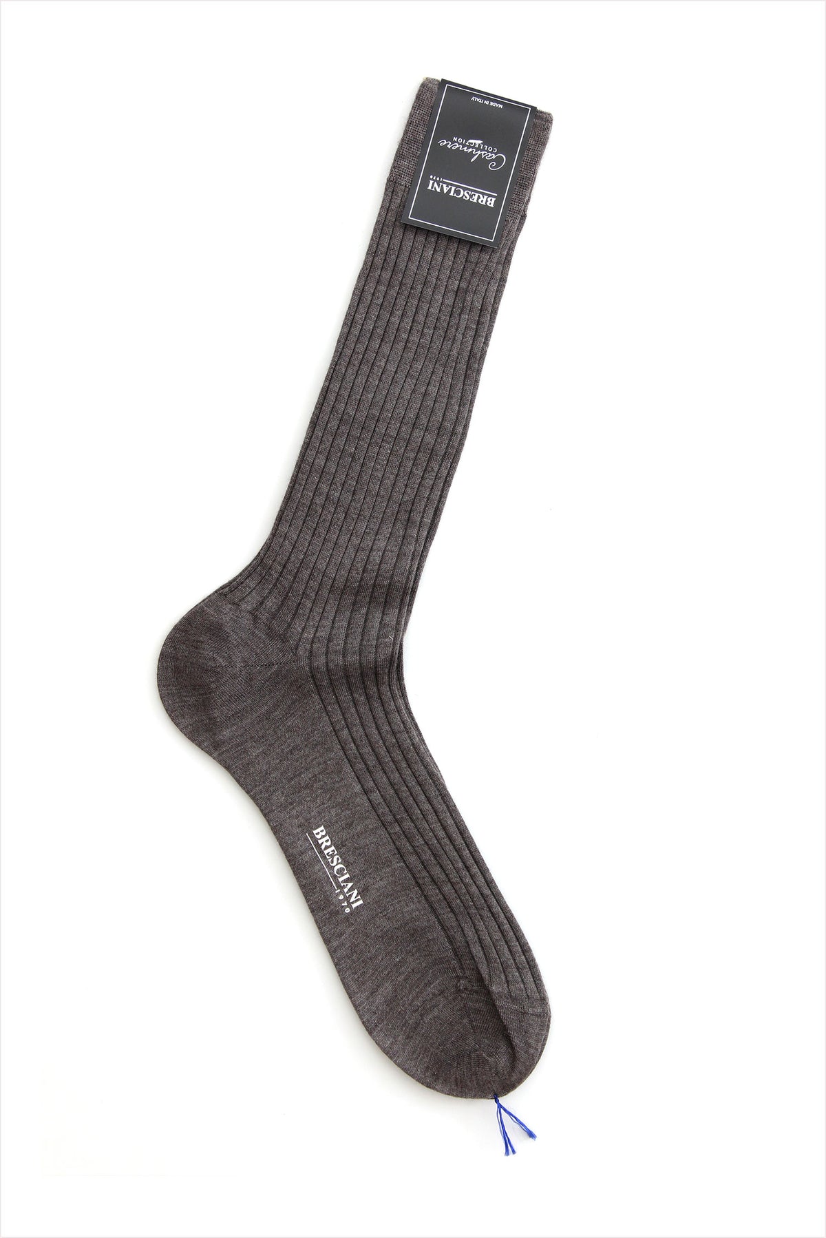 Bresciani Men&#39;s Cashmere Silk Rib Socks Brown