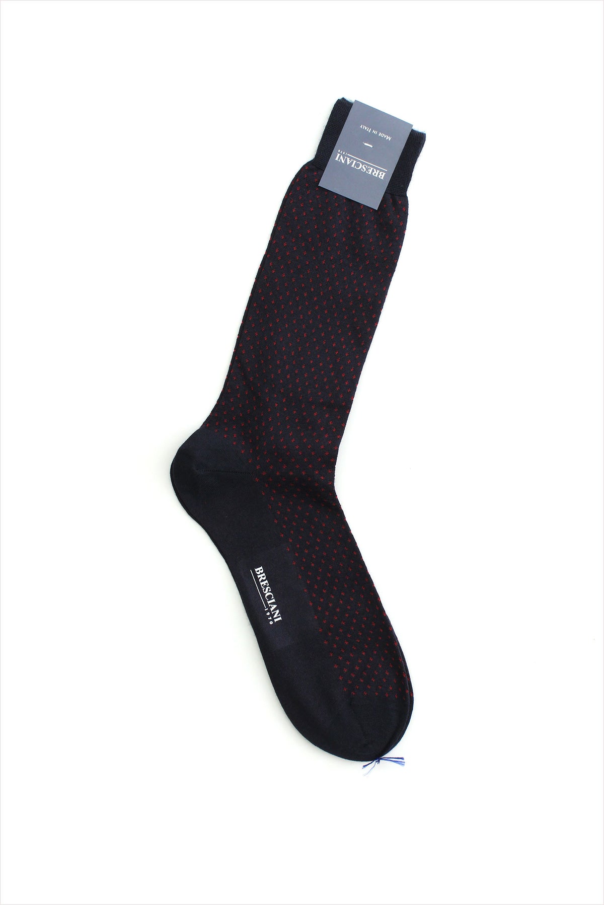 Bresciani Men&#39;s Cashmere And Silk Socks Navy Red Dot
