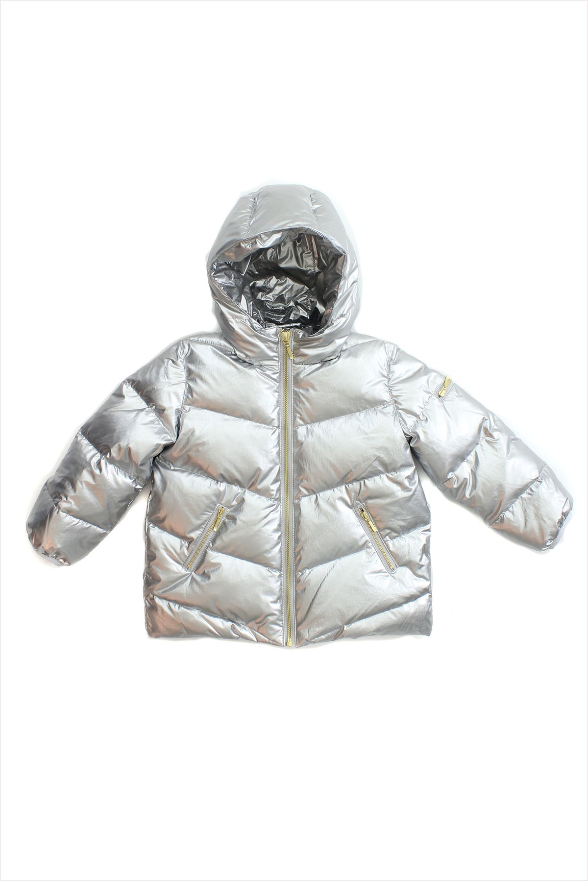 Chevron Short Puffer Silver