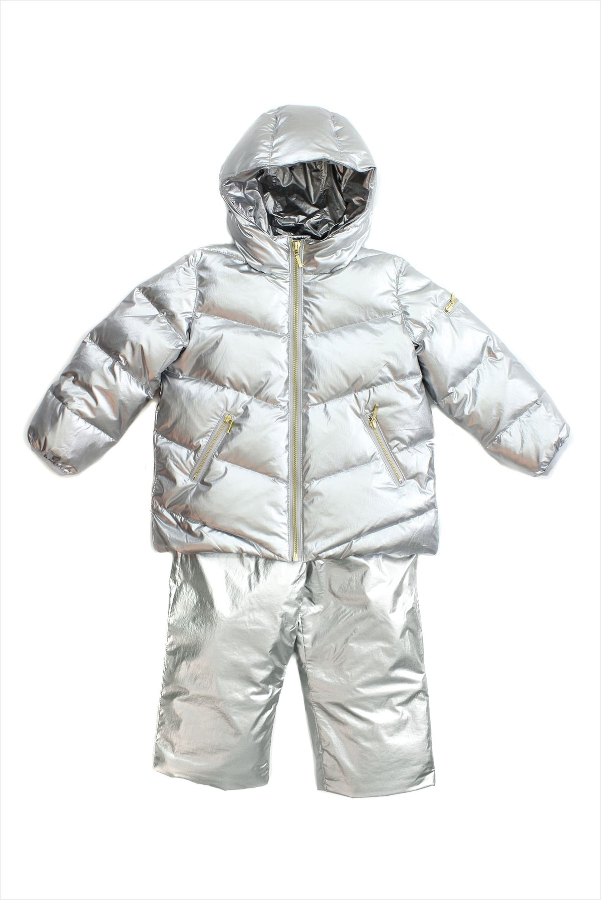 Chevron Short Puffer Silver