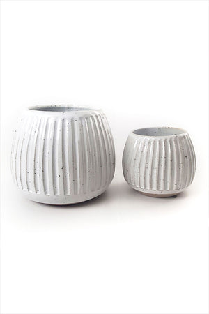Wide Column Carved Planter White Gloss