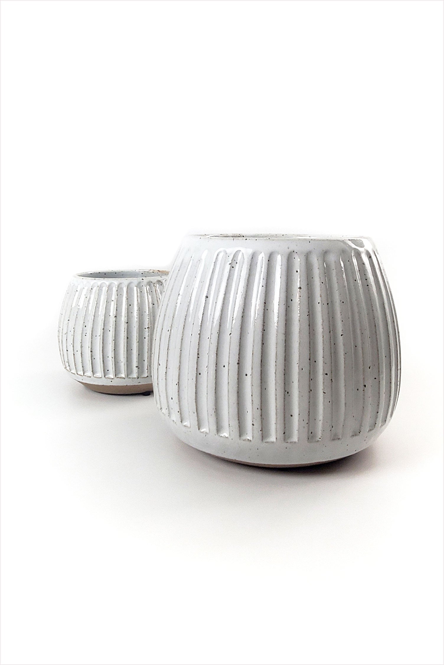 Wide Column Carved Planter White Gloss