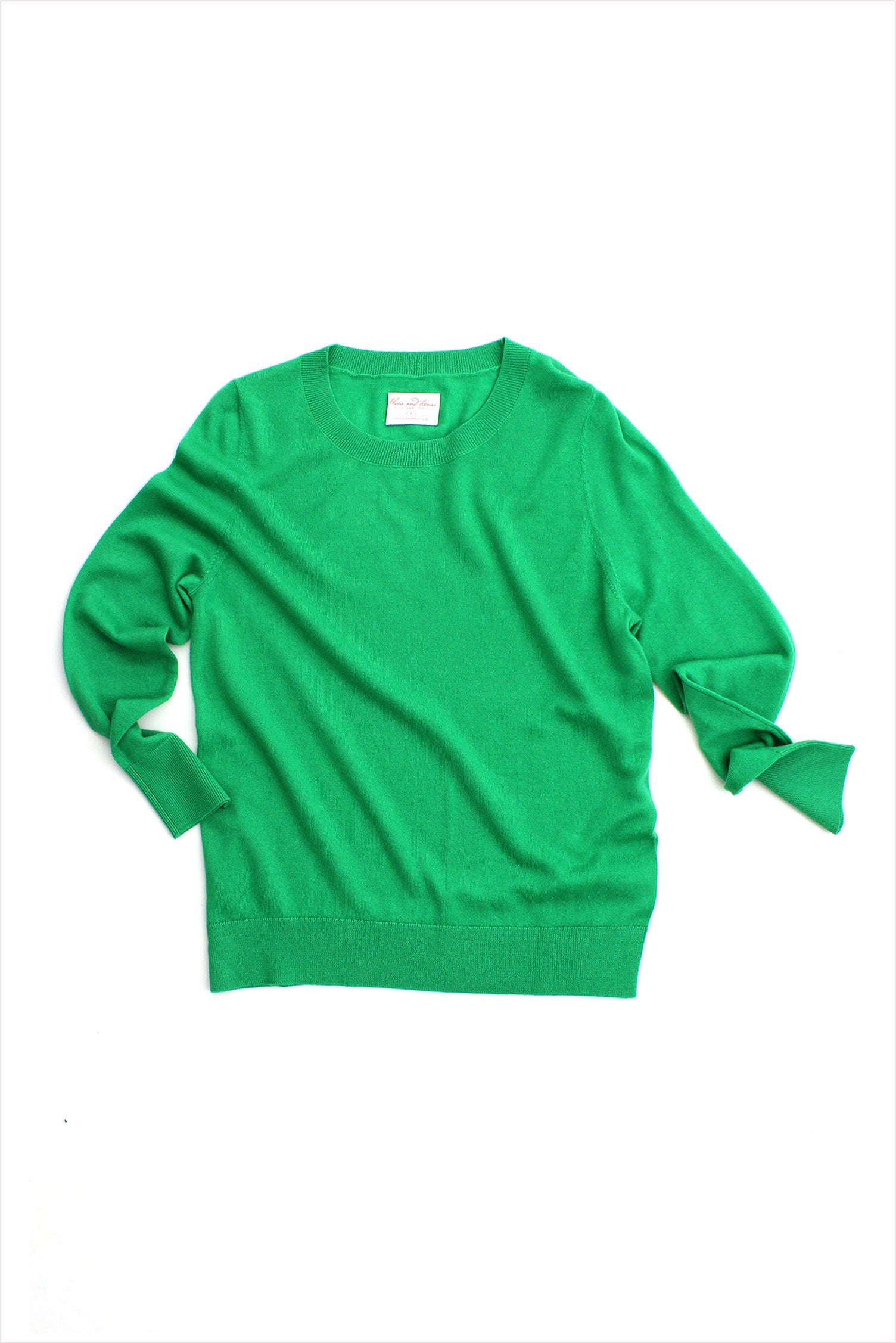 F&H Women's Crew Cashmere Sweater Bright Green