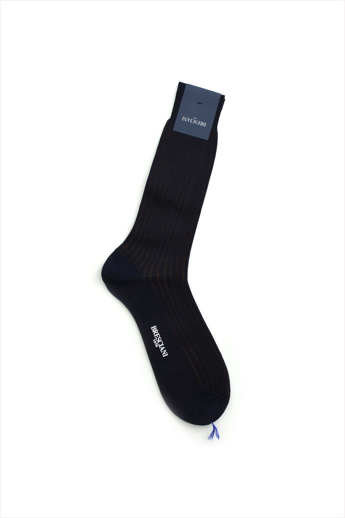 Bresciani Men's Cotton Knit Socks Navy Mocha