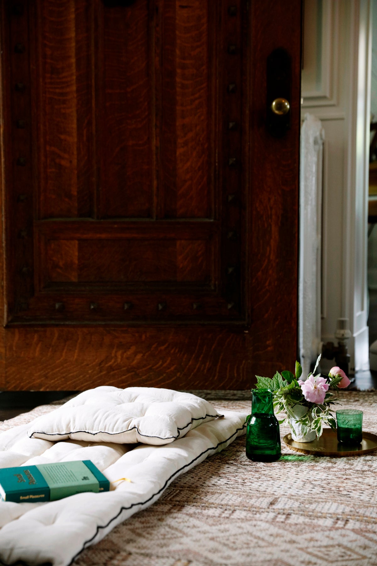 Tensira Rectangular Mattress Off White Black Piping