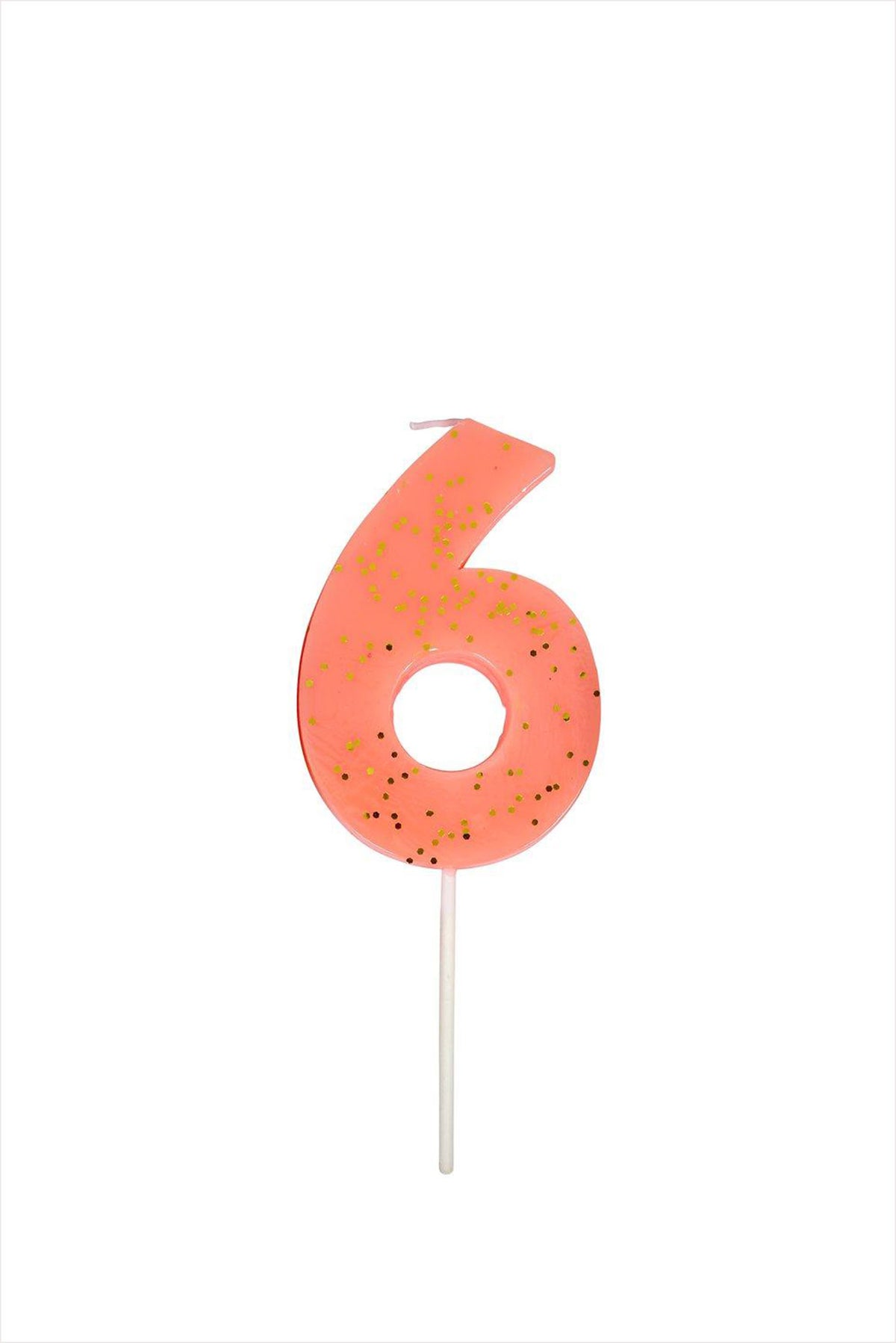 Coral Number Six Candle