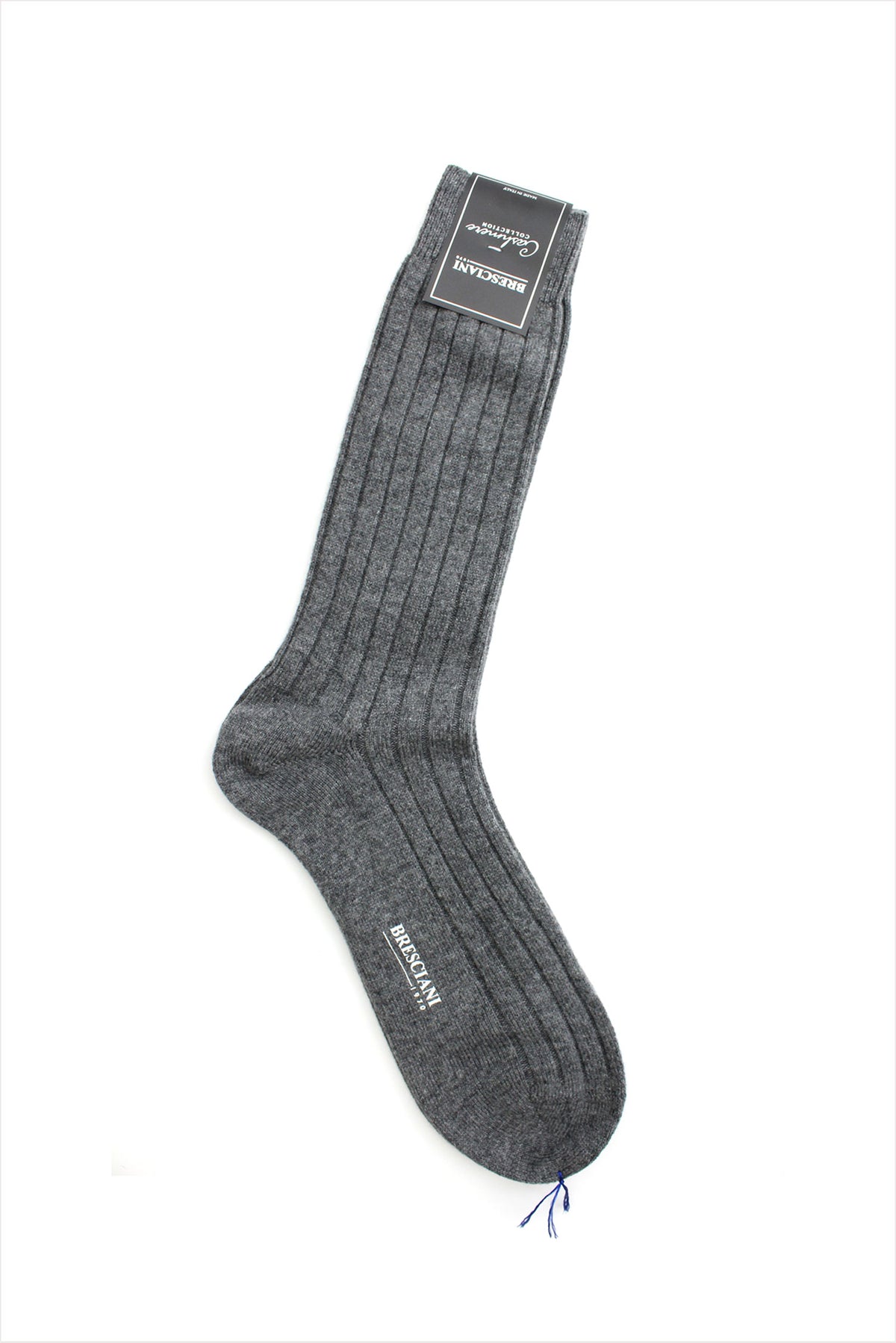 Bresciani Men&#39;s Cashmere Rib Socks Grey Melange