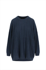 Mr Mittens Cable Crew Neck Blue Opal
