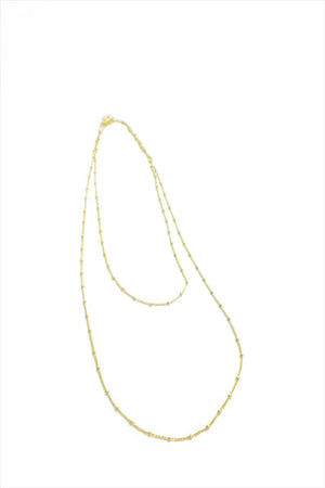 Beaded Gold Chain Necklace Long