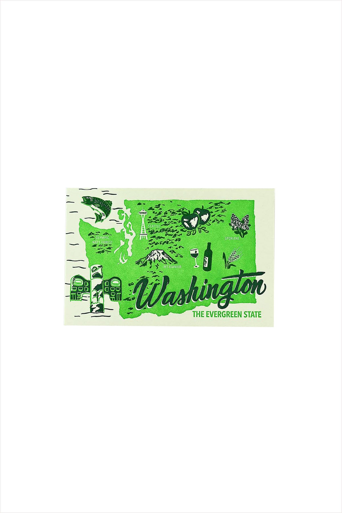Evergreen WA Map Postcard