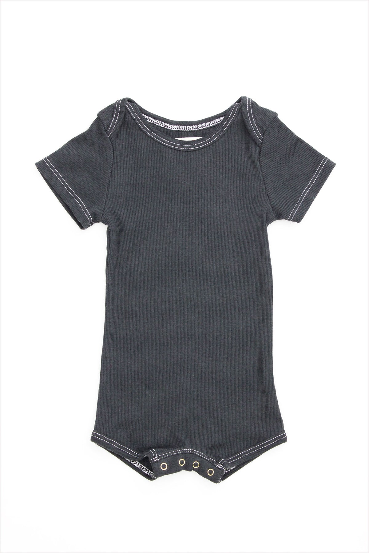 Short Sleeve Crawler w/ Snaps Charcoal