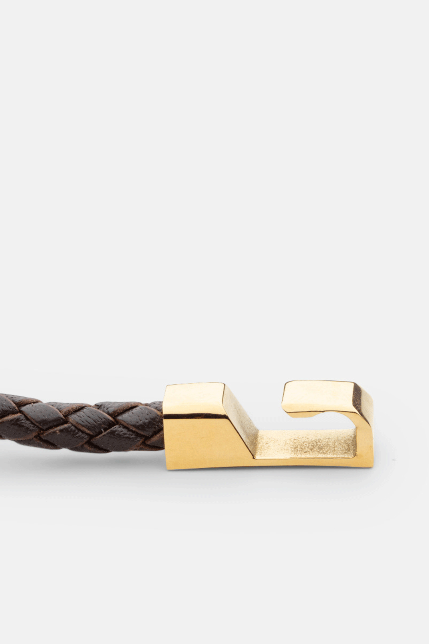 Hook Leather Bracelet 5MM Brown Gold