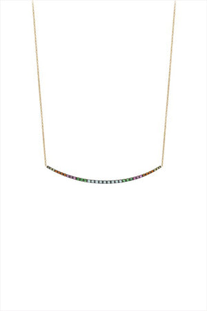 Rainbow Multi Color Blue In The Middle Necklace