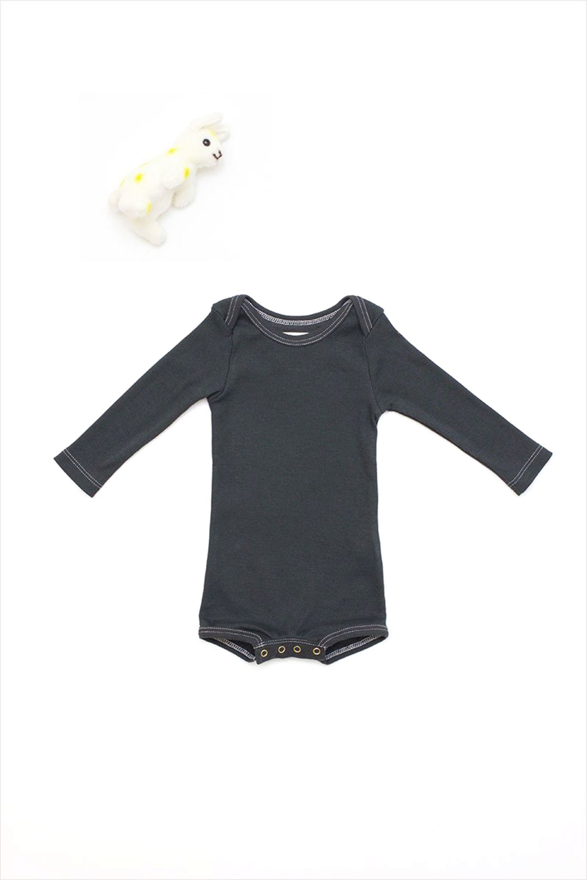 Long Sleeve Crawler w/ Snaps Charcoal