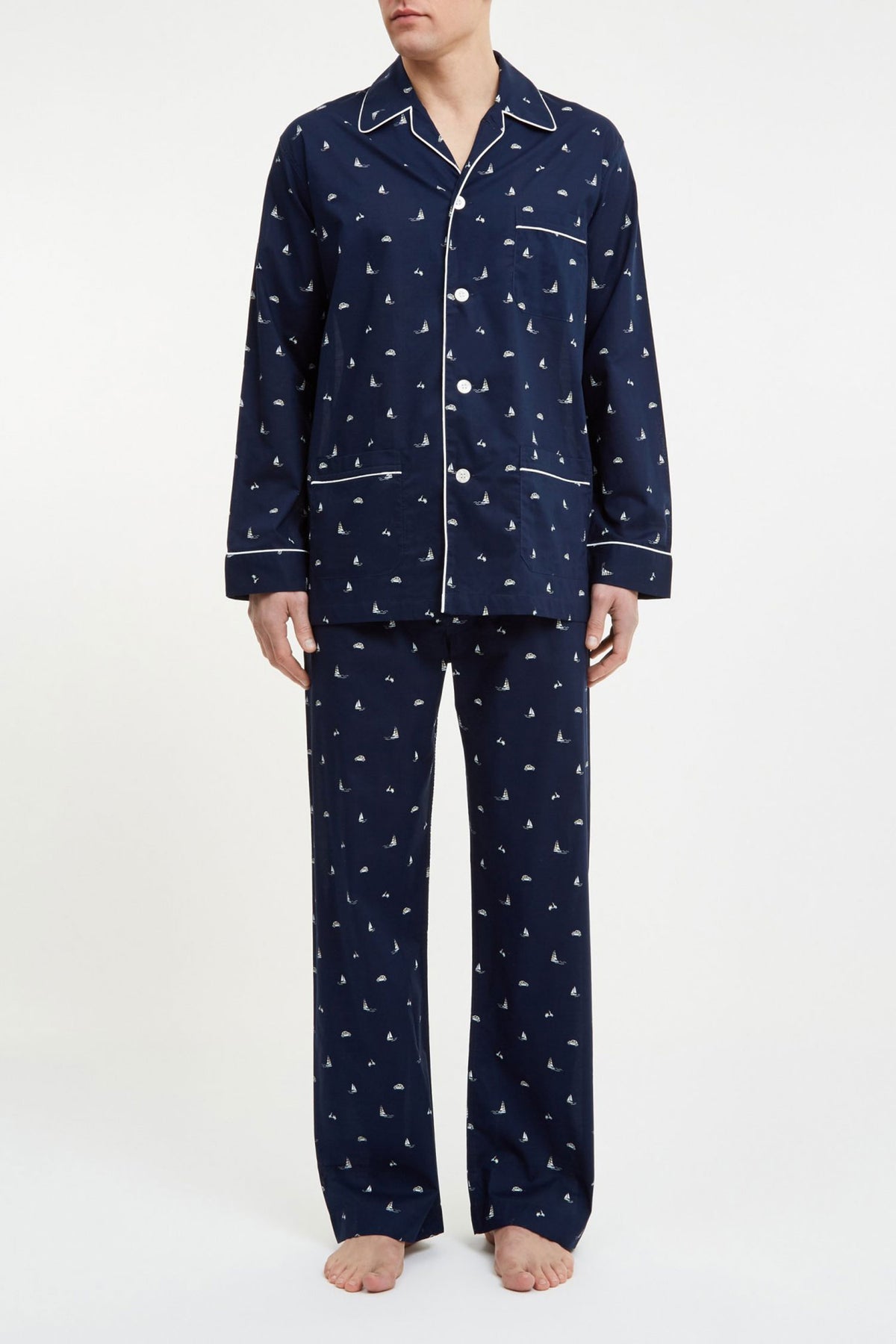 Derek Rose Men&#39;s Classic Fit Piped Pajama Nelson 73