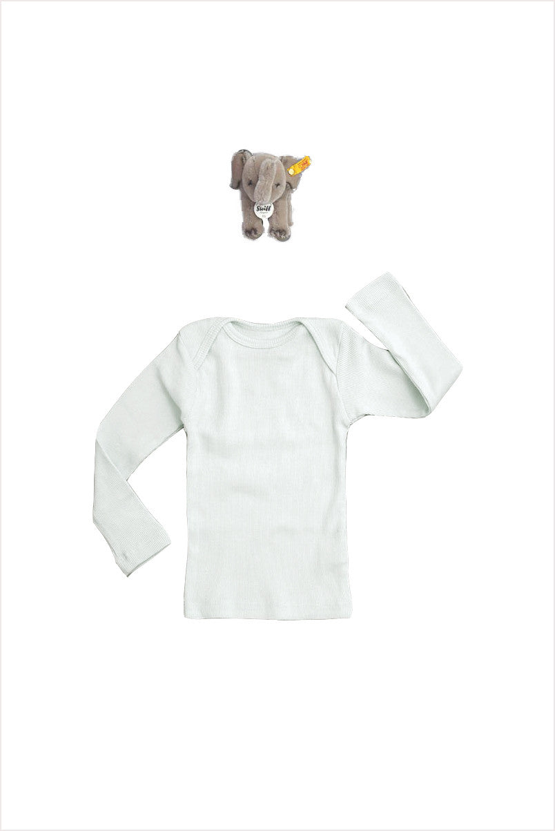 Rib Lap Shoulder Tee Long Sleeve Cloud