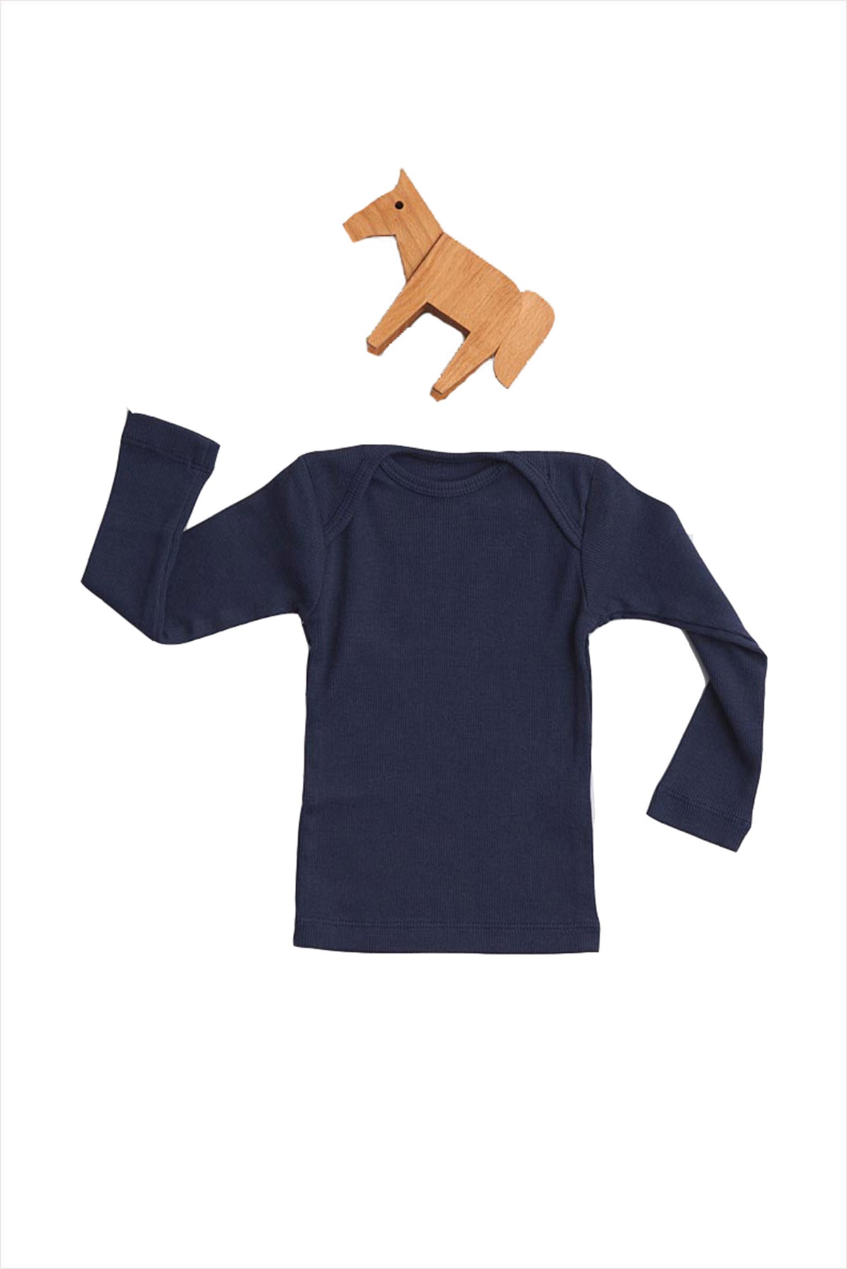 Rib Lap Shoulder Tee Long Sleeve Navy