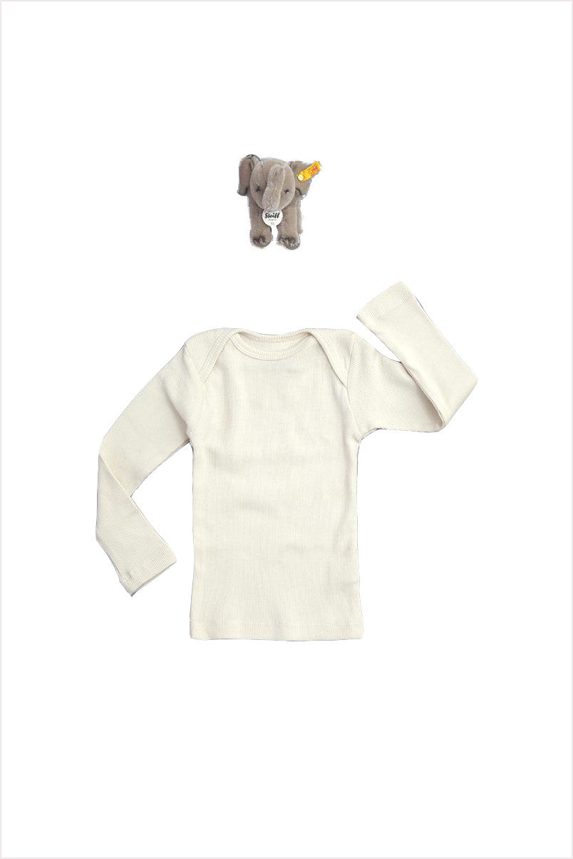 Rib Lap Shoulder Tee Long Sleeve Sand