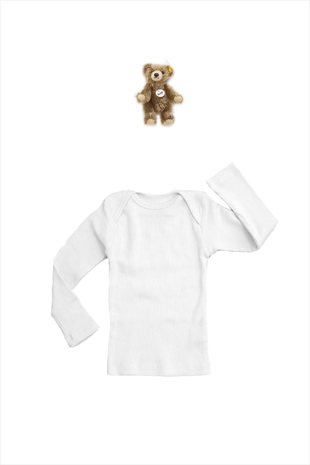 Rib Lap Shoulder Tee Long Sleeve White