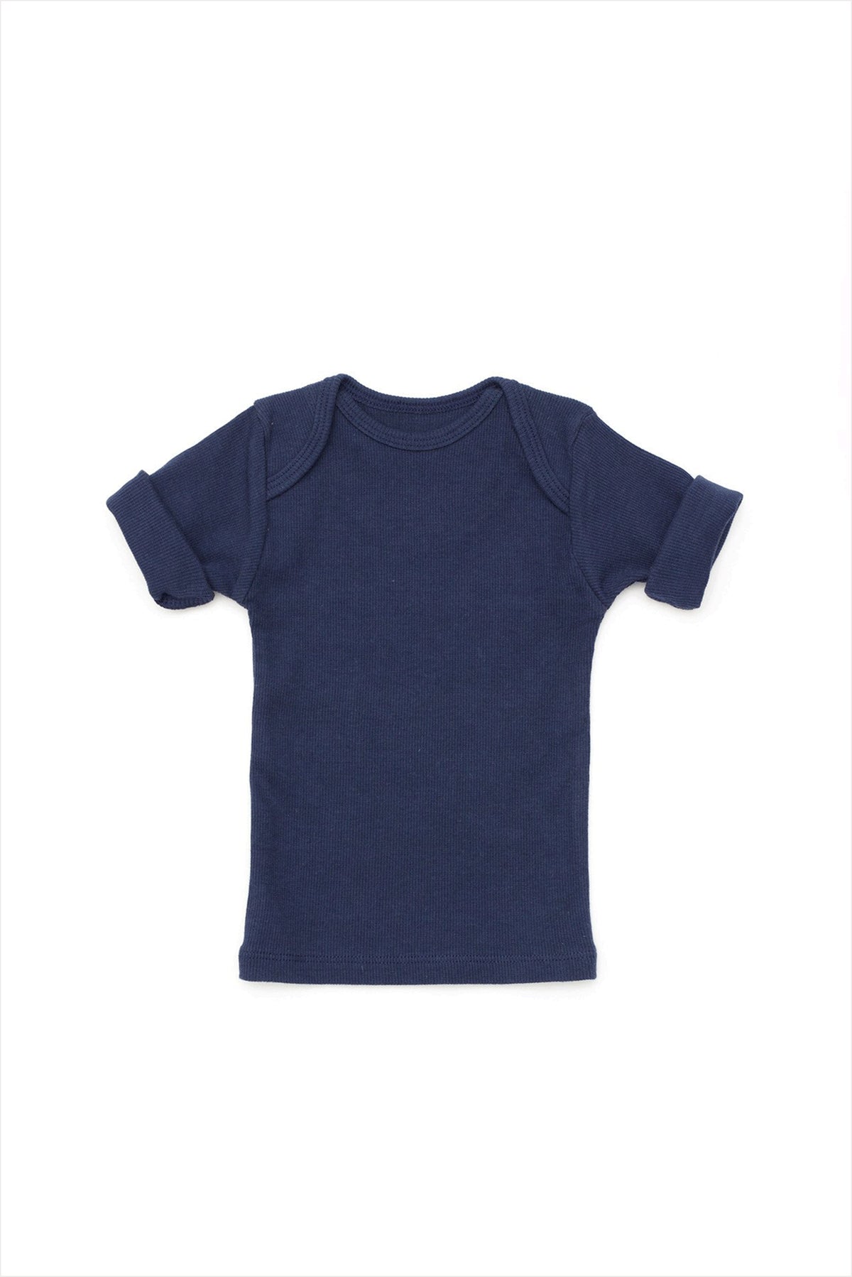 Rib Lap Shoulder Tee Short Sleeve Navy