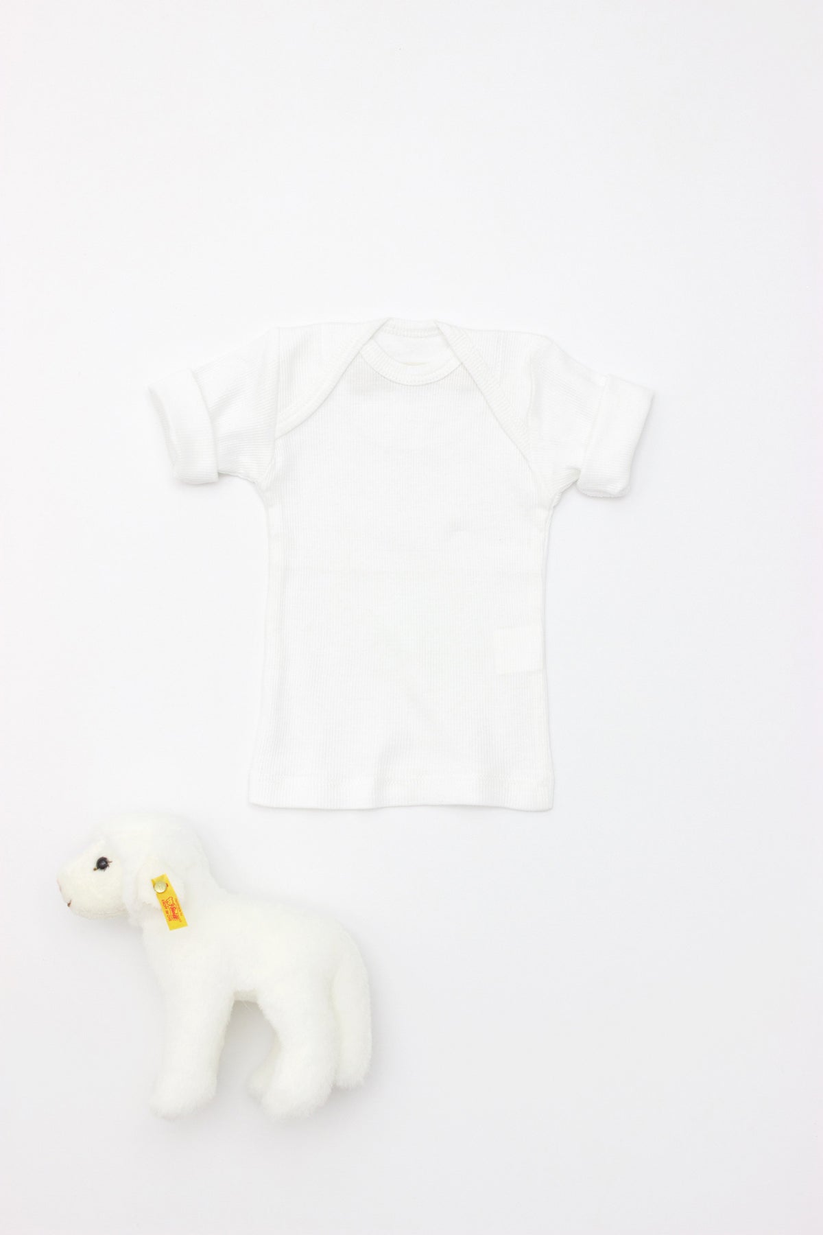 Rib Lap Shoulder Tee Short Sleeve White