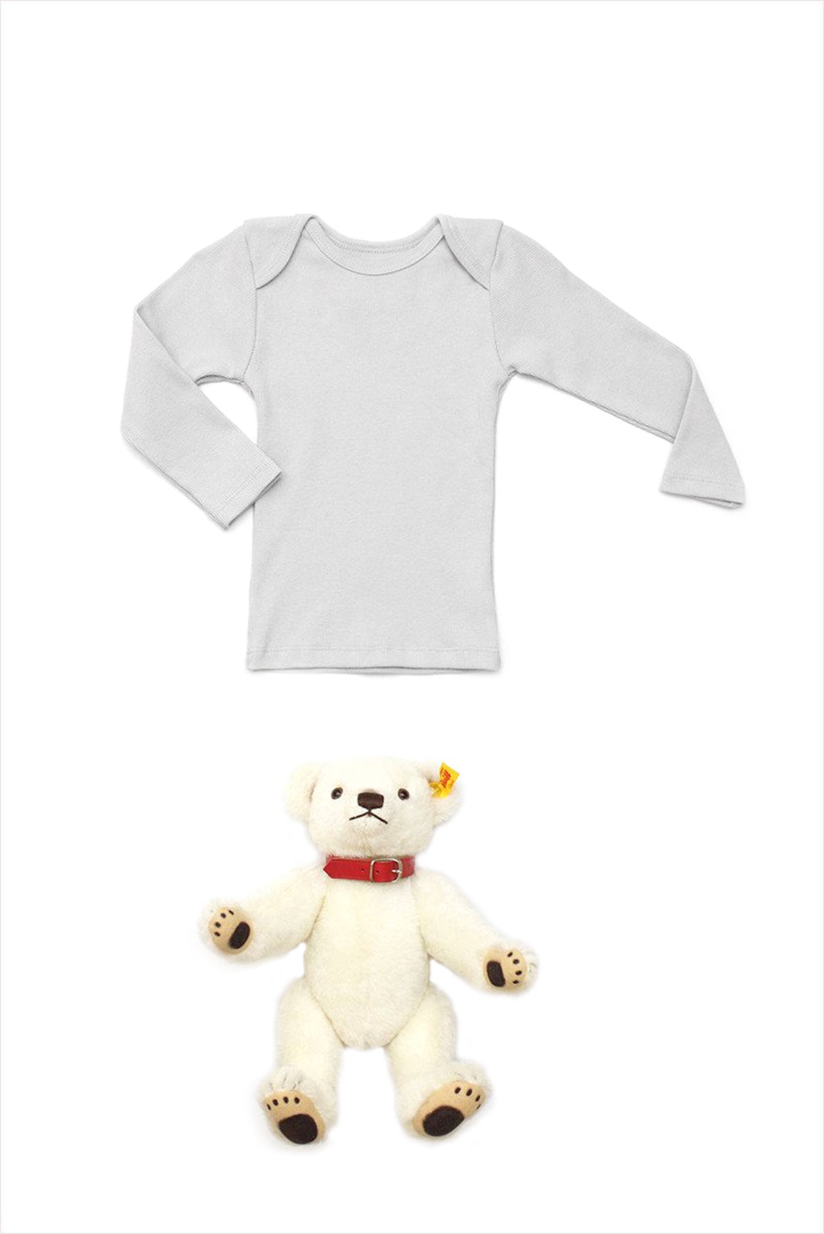 Rib Lap Shoulder Tee Long Sleeve Pale Gray