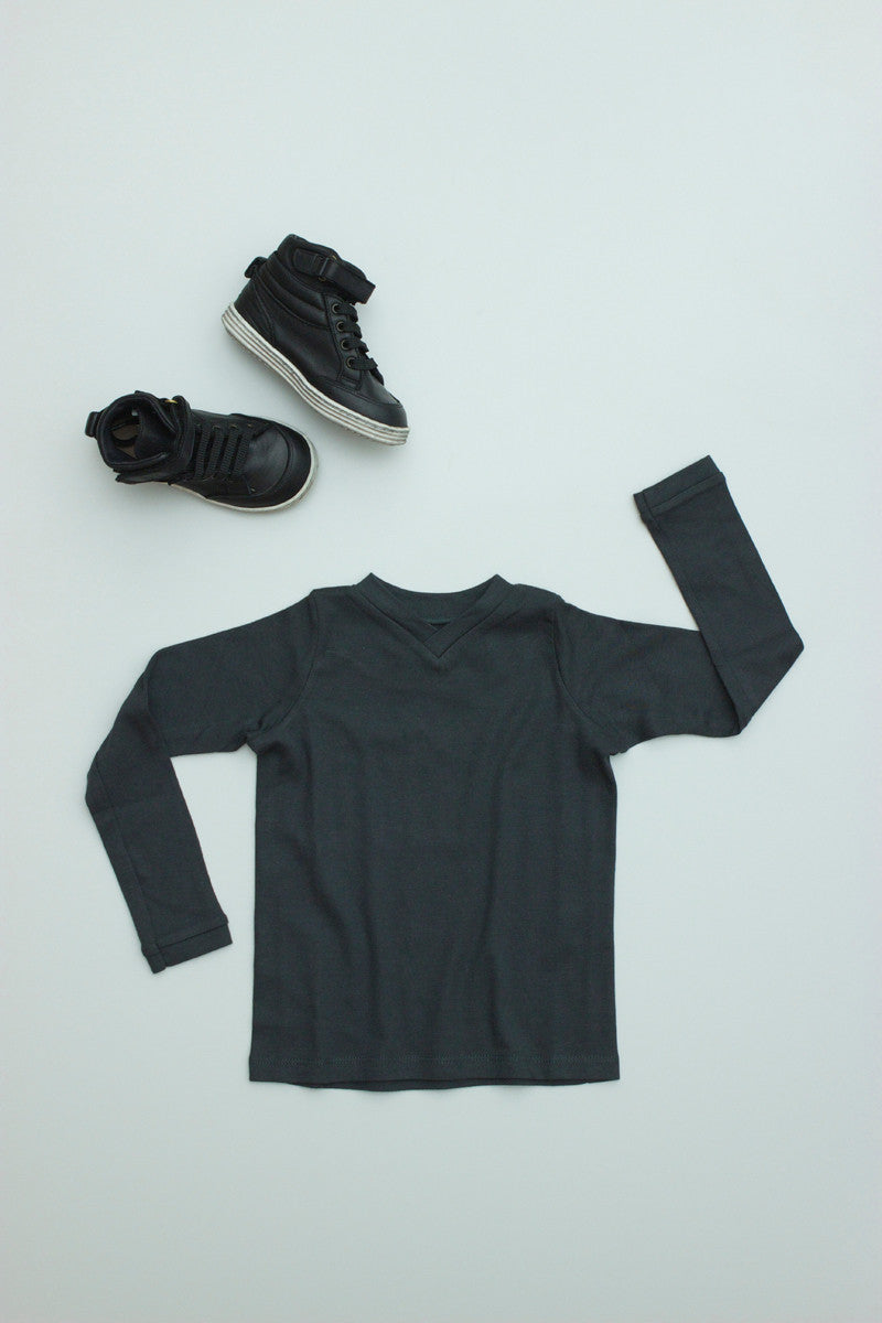 V-Neck Tee Long Sleeve Sale Charcoal