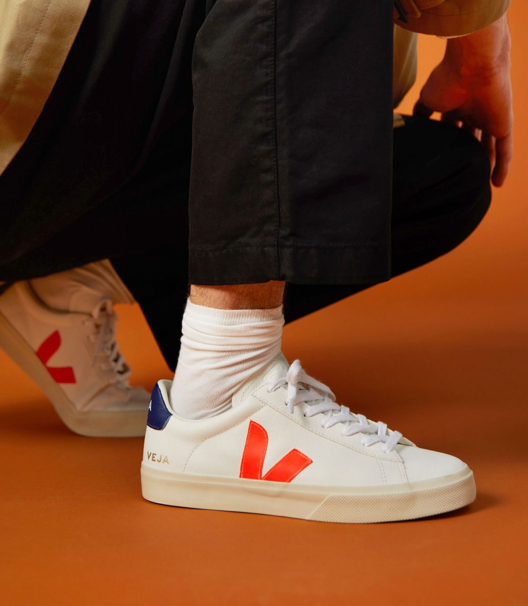 Veja Mens Sneaker Extra White Fluorescent Orange - flora and henri